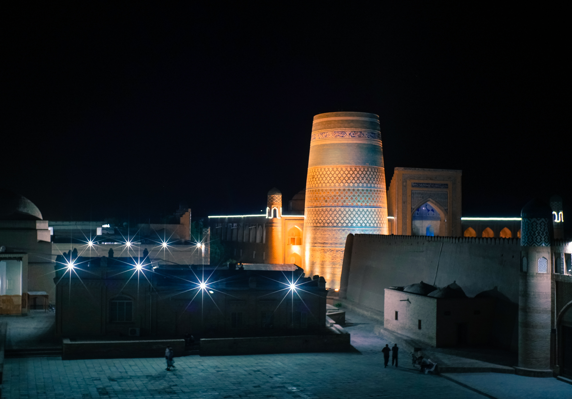 Khiva, Uzbekistan, at night